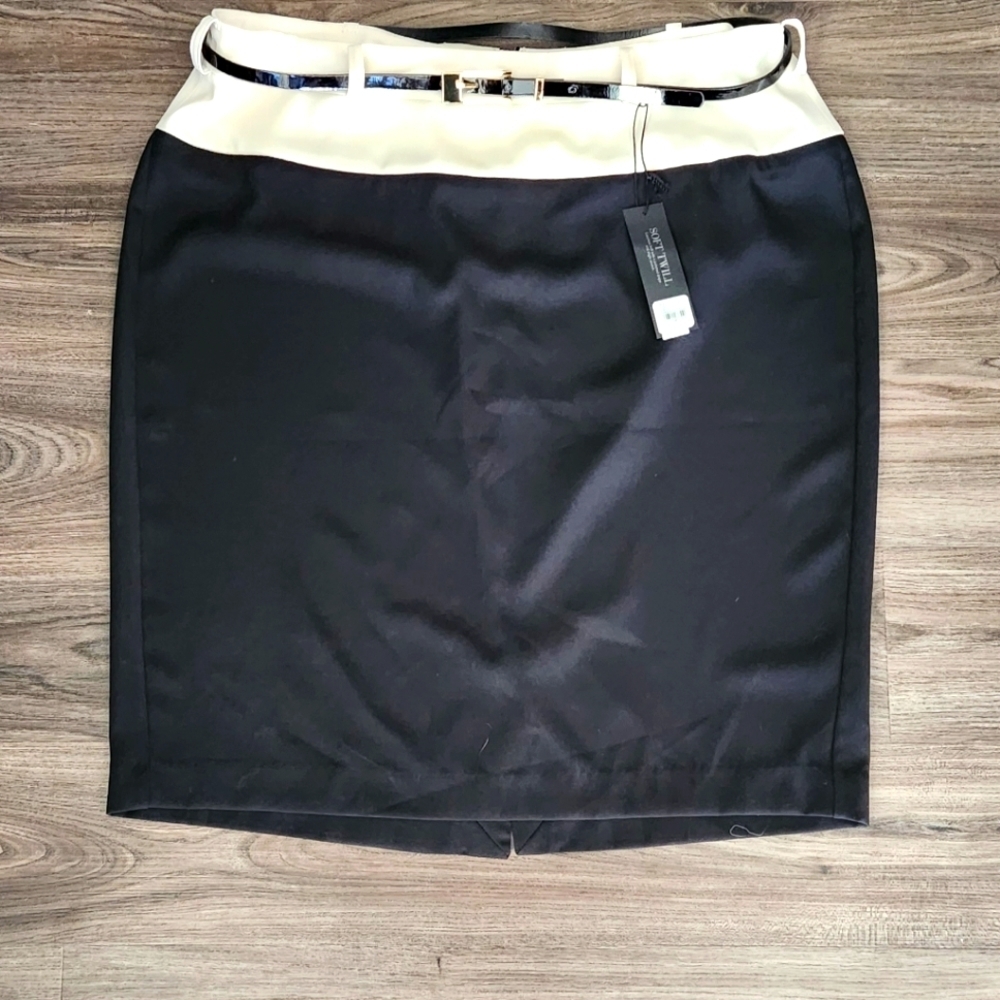 NWT Lane Bryant Size 18 womens plus Black/cream Color Block Pencil Skirt NWT